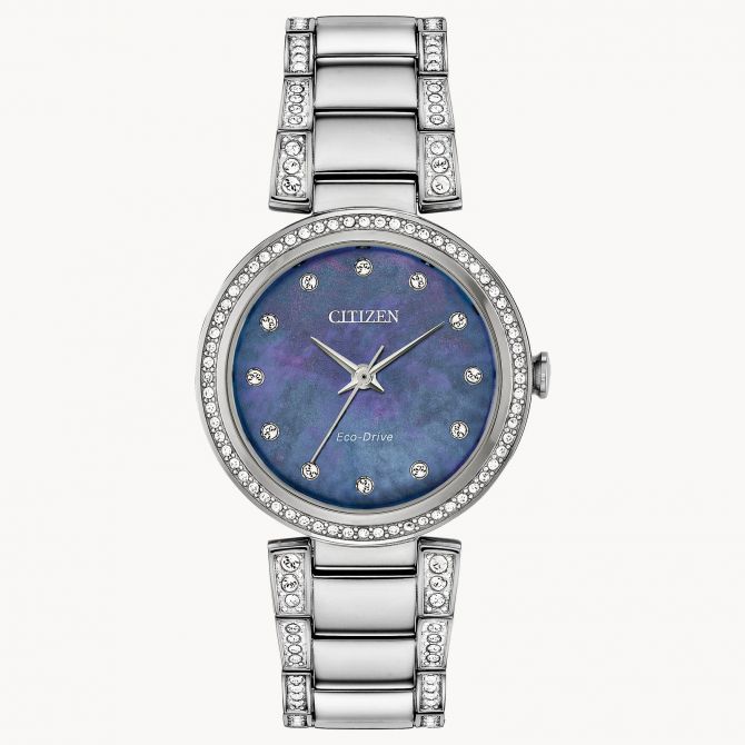 Ladies Silhouette Crystal Silver Citizen Watch